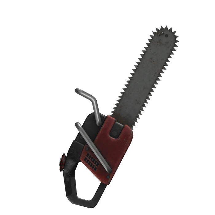 scary rusty halloween chainsaw in red