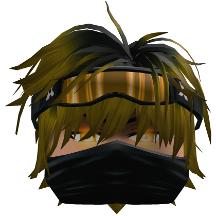 Spiky Hair w/ Mask & Ski Goggles - Black Yellow Roblox item