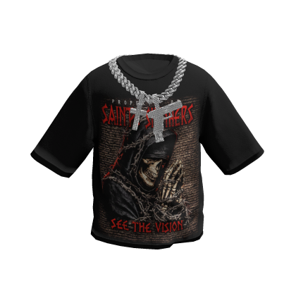 Black T-Shirt See The Vision Skull w / Toy Chain thumbnail