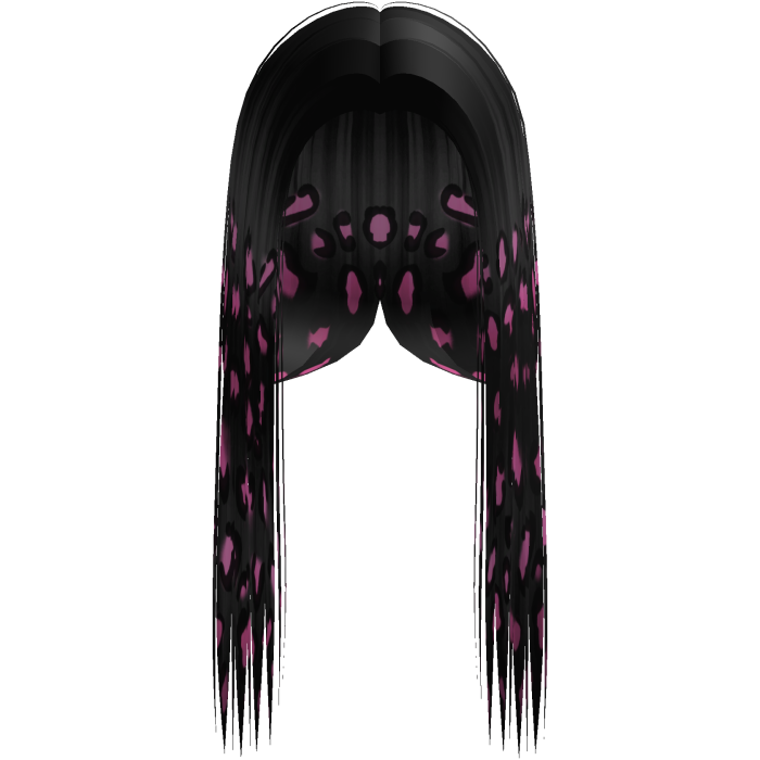 Black Leopard Print Front-Swept Middle Part Hair