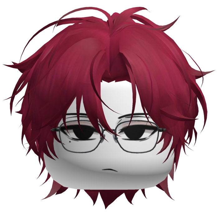 Emo Red Korean Idol Boy Messy Hair w/ Glasses