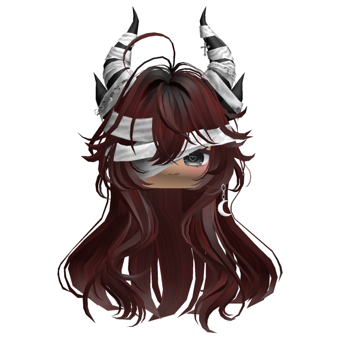 Horned Anime Demon Wolfcut (Dark Red)