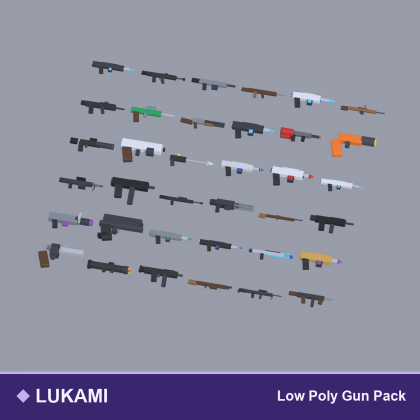 Low Poly Gun Pack Guns Rifles Pistols Sci-Fi