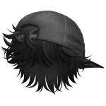 Messy Fluffy Hair w Y2K Cap (Black)