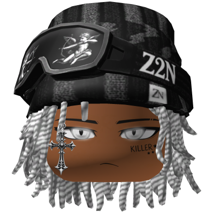  Messy White Dreads with Ski Goggles - White Roblox item