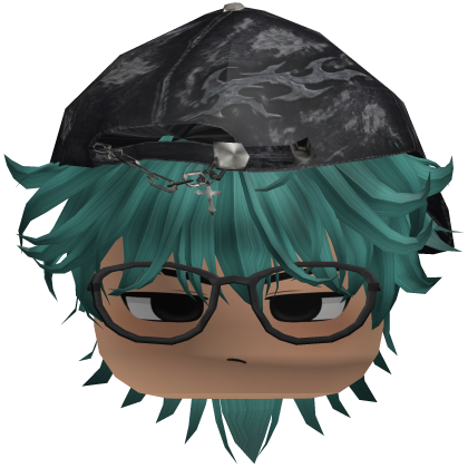 Emo Boy Hair Green With Glasses Roblox item