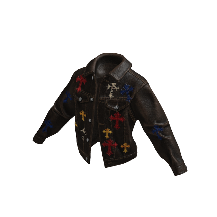 Brown Cross Patch Leather Jacket