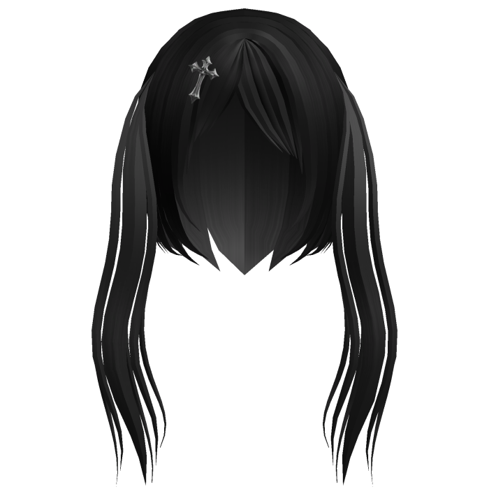 Gothic Emo black hair with braids and cross 