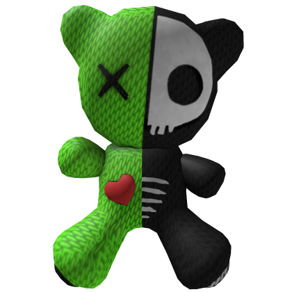 Huge Green & Black Skull Bear Plushie Backpack Roblox item