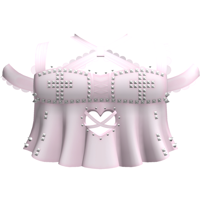 emo pink dolly studded heart ruffle lace top