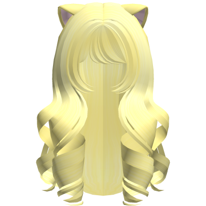 yellow kawaii sweet long kitty curls hair Roblox item