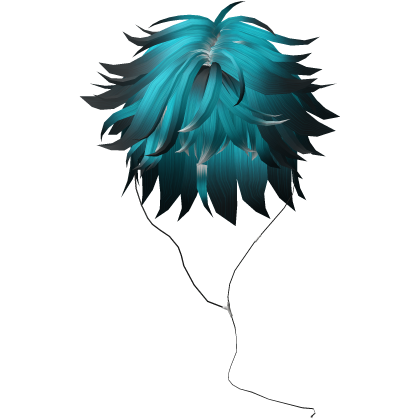 Y2K emo boy with headphones, blue cyan hair