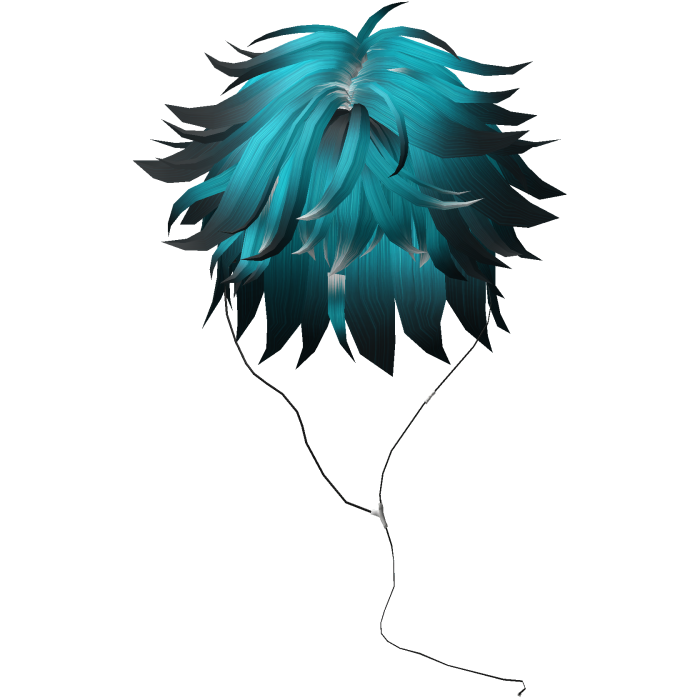 Y2K emo boy with headphones, blue cyan hair