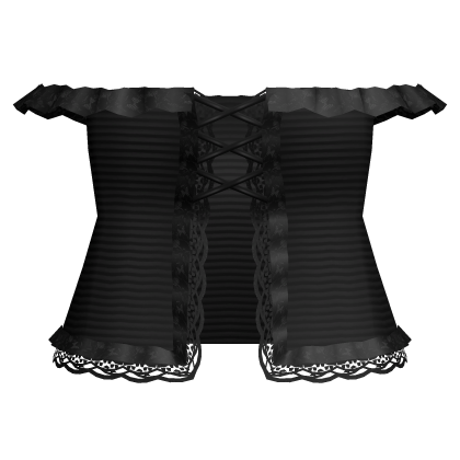 gothic lace striped off shoulder top black thumbnail