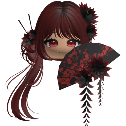 Side Ponytail w/ Cherry Blossoms & Fan