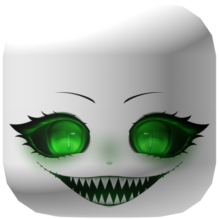 Halloween Evil Smiling Green Cat Jester Face