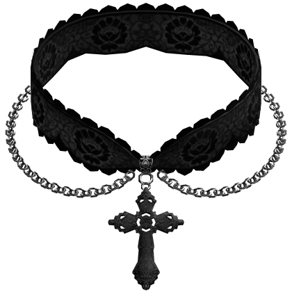 black gothic lace chained cross choker (3.0) | Roblox Item - Rolimon's