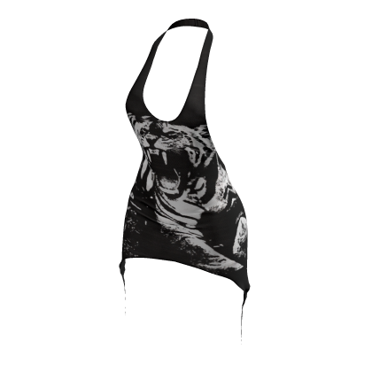 Matte Backless Halter Dress ♡ Black Tiger