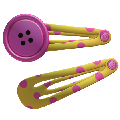 Polka Dot Button Hairclips [Pink & Yellow] Roblox item