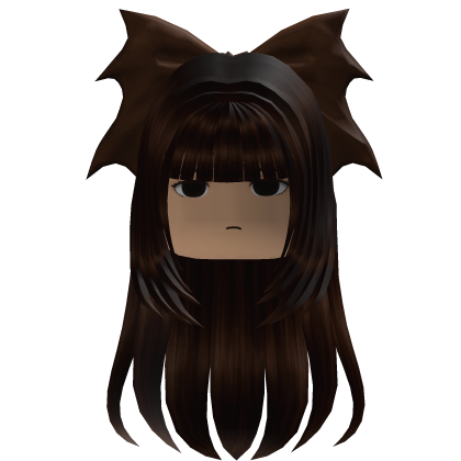 Long Straight Hair w/ Bow (Dark Brown)