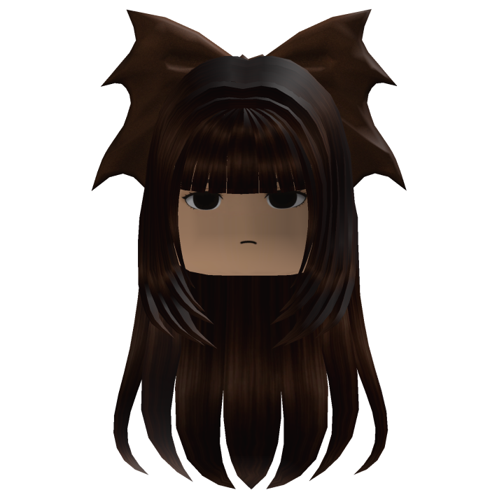 Long Straight Hair w/ Bow (Dark Brown)