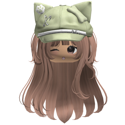 Kawaii Kitty Beret Milktea Hair w/ Wink Face