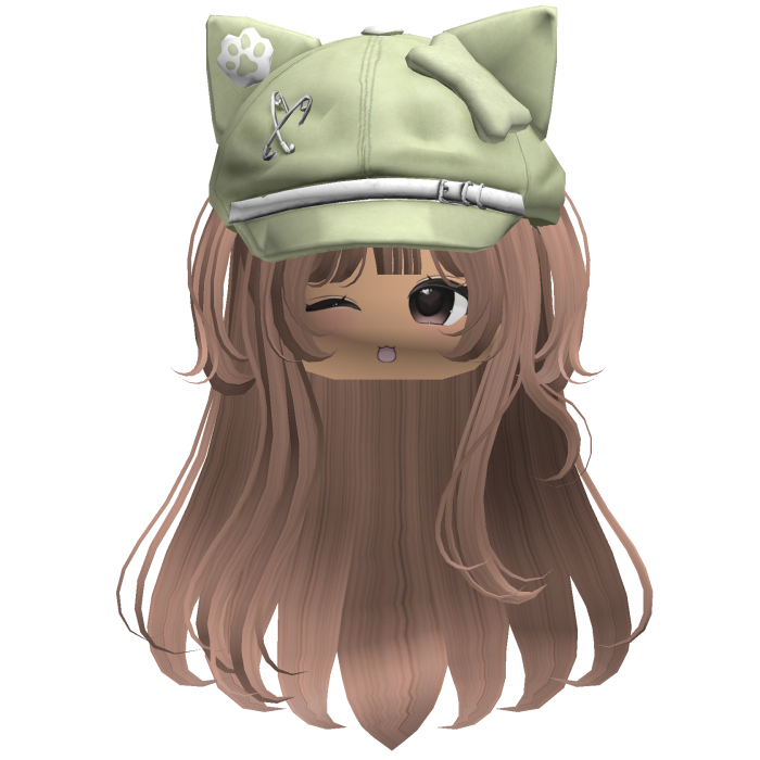 Kawaii Kitty Beret Milktea Hair w/ Wink Face