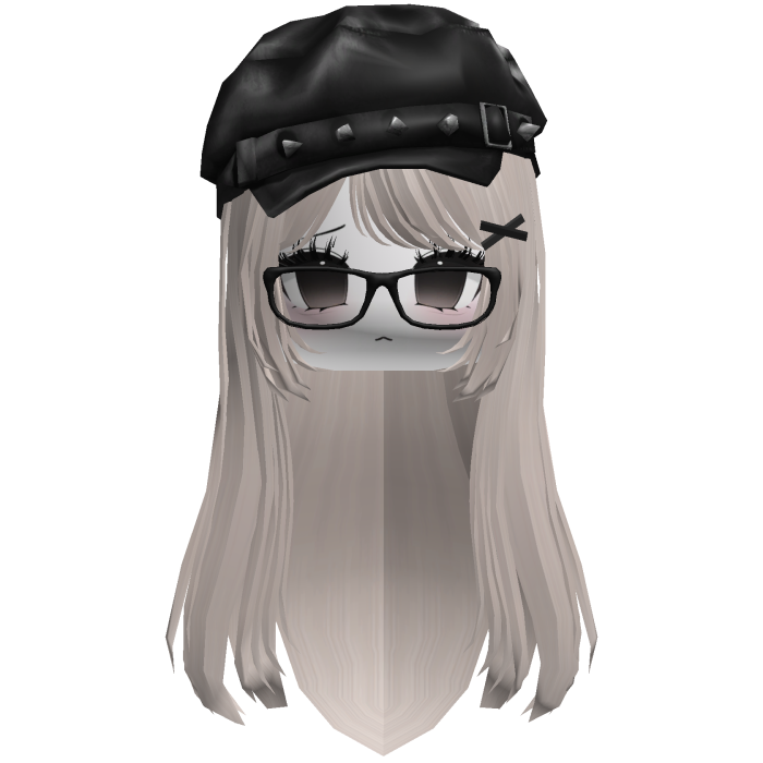 ☆ Gothic Beret hair ash blonde w/ Moe face glasses