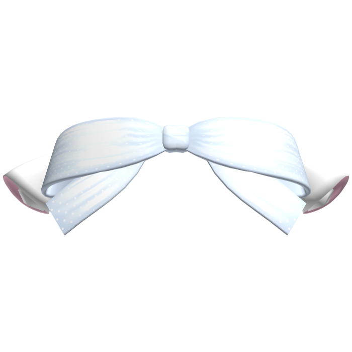 Adorable Blue and White Polka-Dot Bow w Cat Ears