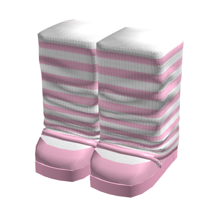 Striped Leg Warmers with Shoes - Pink