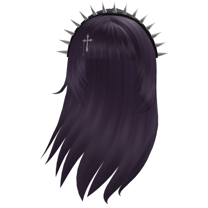 Purple Gothic Hair with Studded Headband and Cross Roblox item