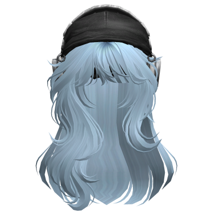 Wavy Long Hair w Cute Cap (Light Blue) Roblox item