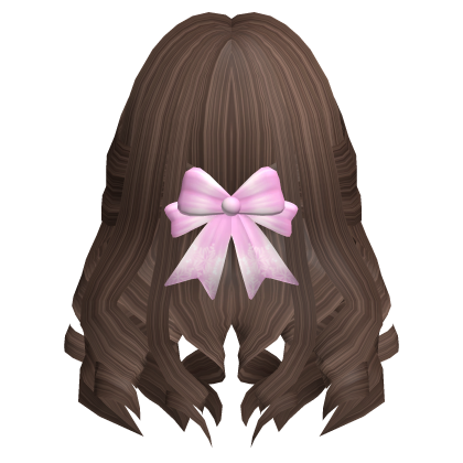 Spring Curly Girl Hair w/ Bow In Brown Roblox item