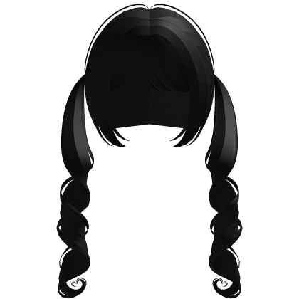 ♡ :  cute heart doll curly pigtails black Roblox item