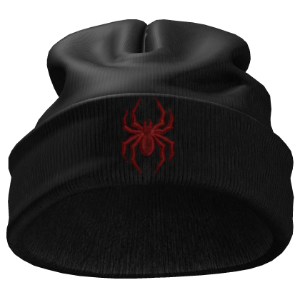 Y2K Black and Red Spider Beanie