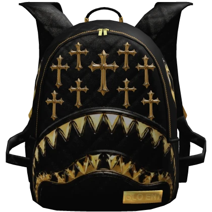 1.0) Black/Gold Sprayground Shark Backpack | Roblox Item - Rolimon's