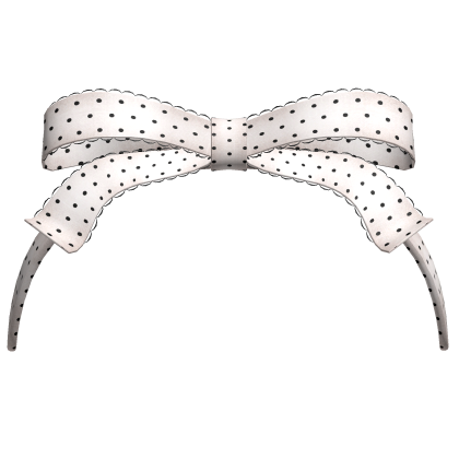 Polka Dot Ribbon Lace Headband -  White