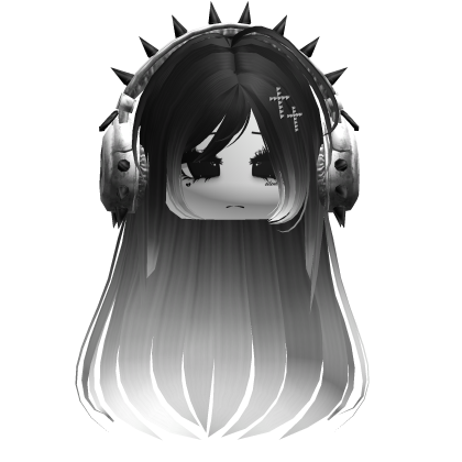 Punk Straight Hair W/ Headphones Black&White V2