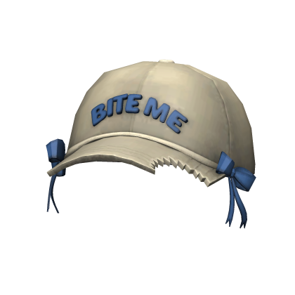 [NEW 🚨] "BITE ME" Cap with Bows in Cream/Blue