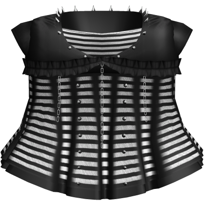 Gothic Emo Striped Black & White Spike Chain Dress