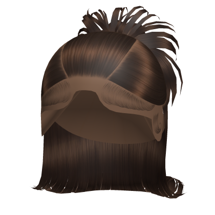 Spiky Y2K Half Up Bun W Curling Ends  in Brown Roblox item
