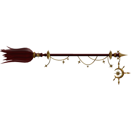 Celestial Halloween Witch Broom - Red/Gold