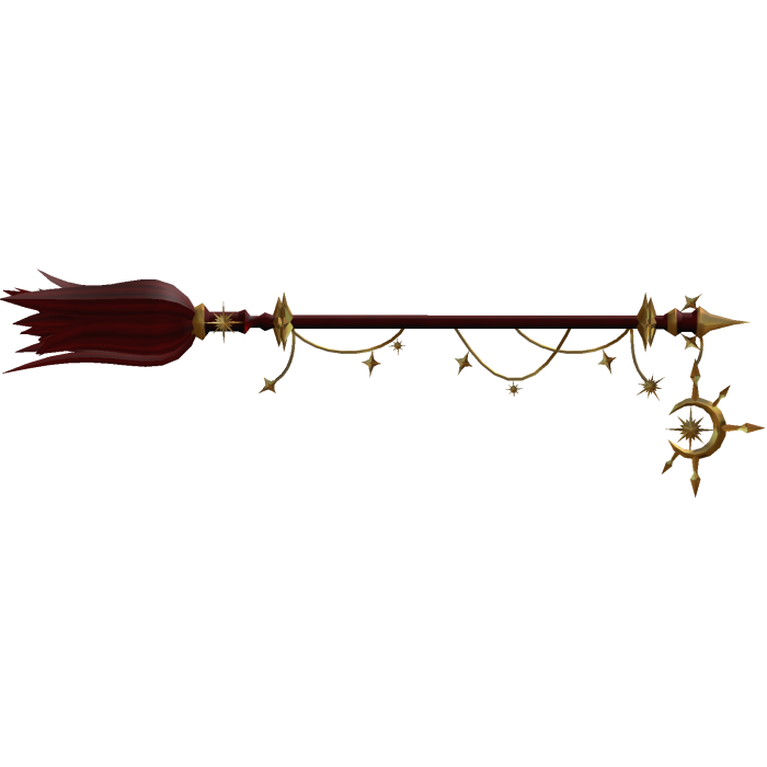 Celestial Halloween Witch Broom - Red/Gold
