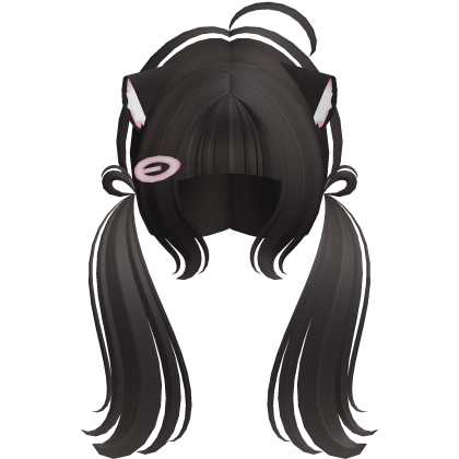 Cute Kitty Pigtails w/ Ears And Clip (Dark Brown)