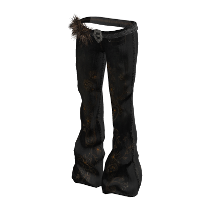 Y2K Flared Jeans w/ Fur Belt (Brown Denim)