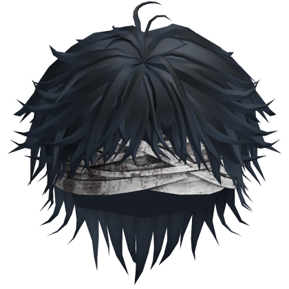 Blue Messy Anime Boy Hair w/ Bandages Roblox item