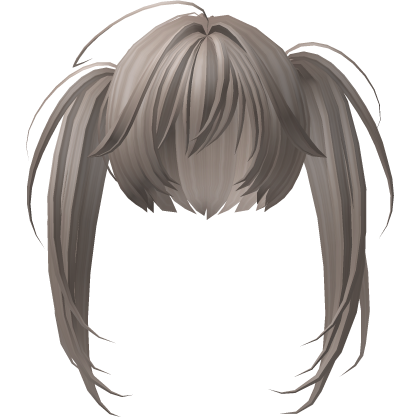 messy asymmetrical moe pigtails in ash brown Roblox item