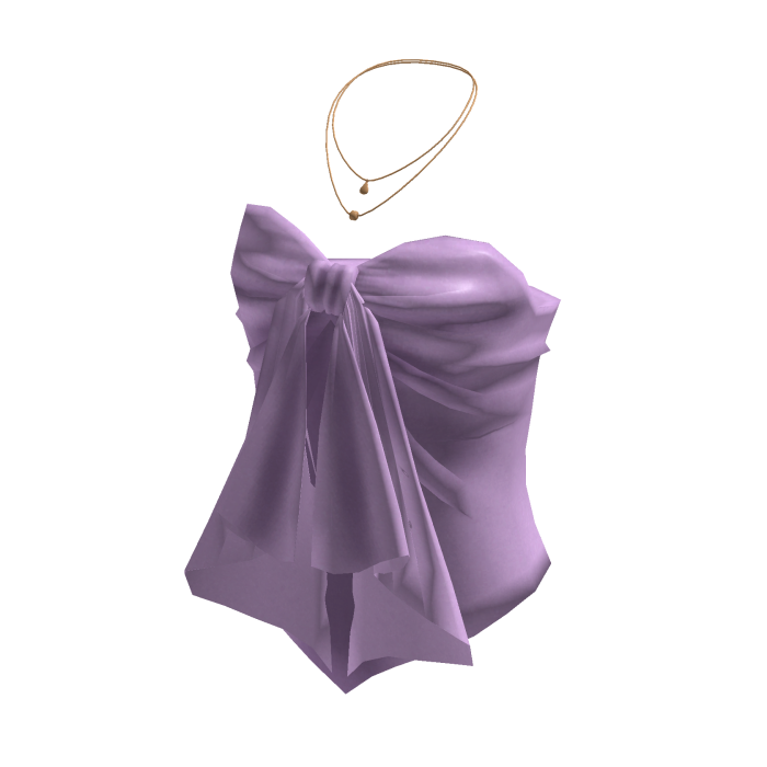 Coquette Satin Bow Tube Top w/ Necklace (Purple)