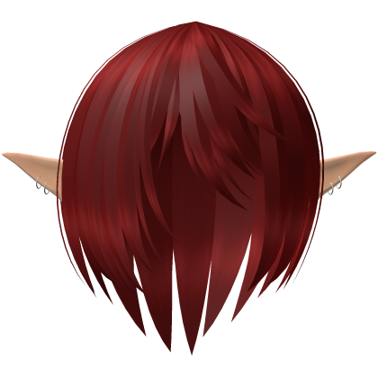 Red Soft Emo Sleek Anime Messy Hair w/ Elf Ears