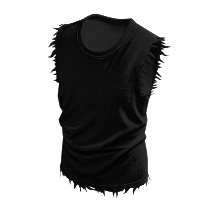 Black Tank Top Ripped Torn Vest thumbnail